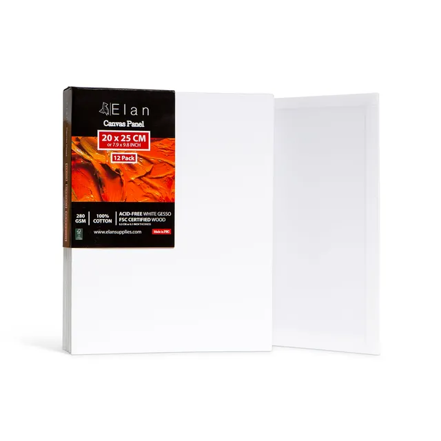 elan-tela-per-dipingere-20x25-cm-set-da-12-pannelli-cartone-telato-280-gsm image 1