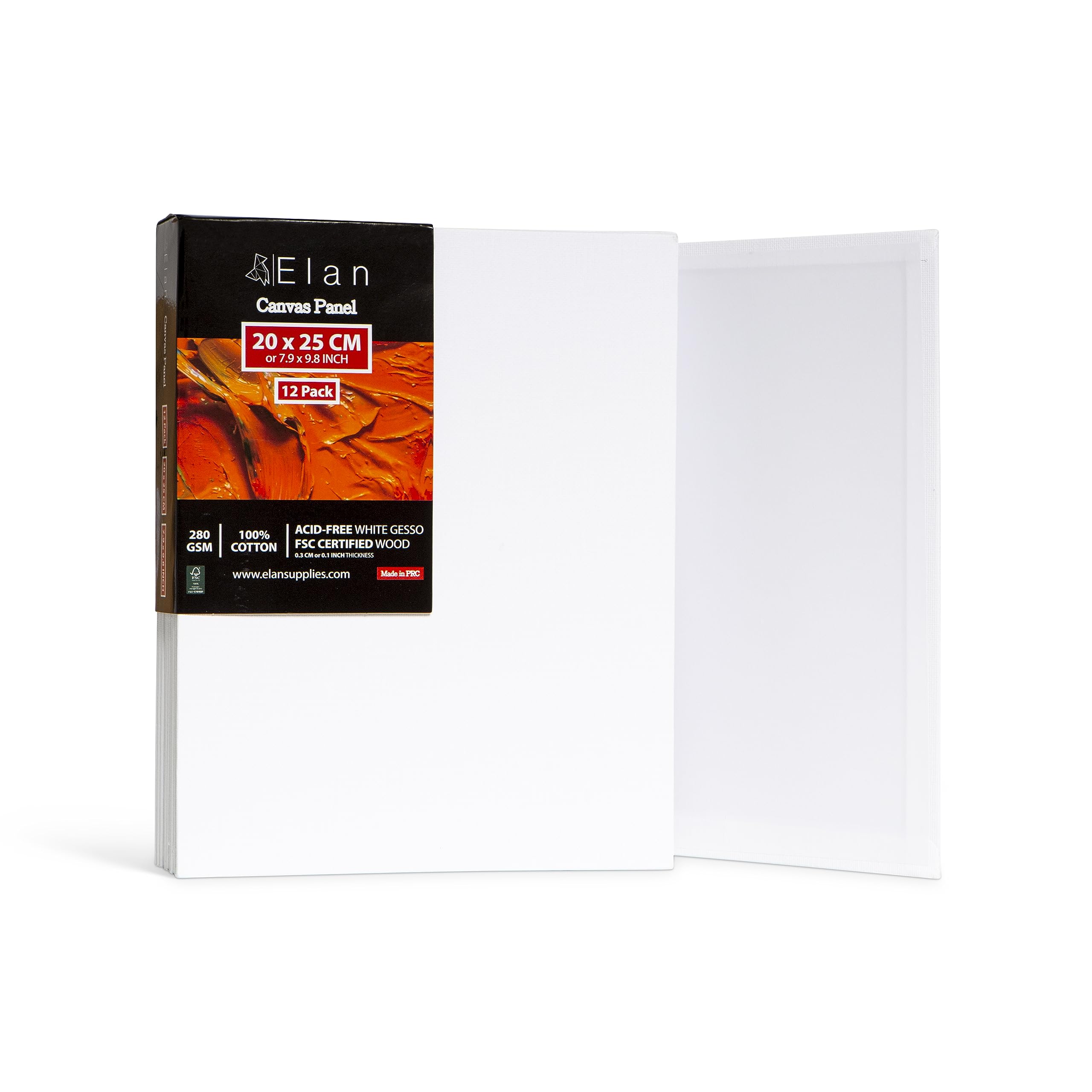 elan-tela-per-dipingere-20x25-cm-set-da-12-pannelli-cartone-telato-280-gsm image 1