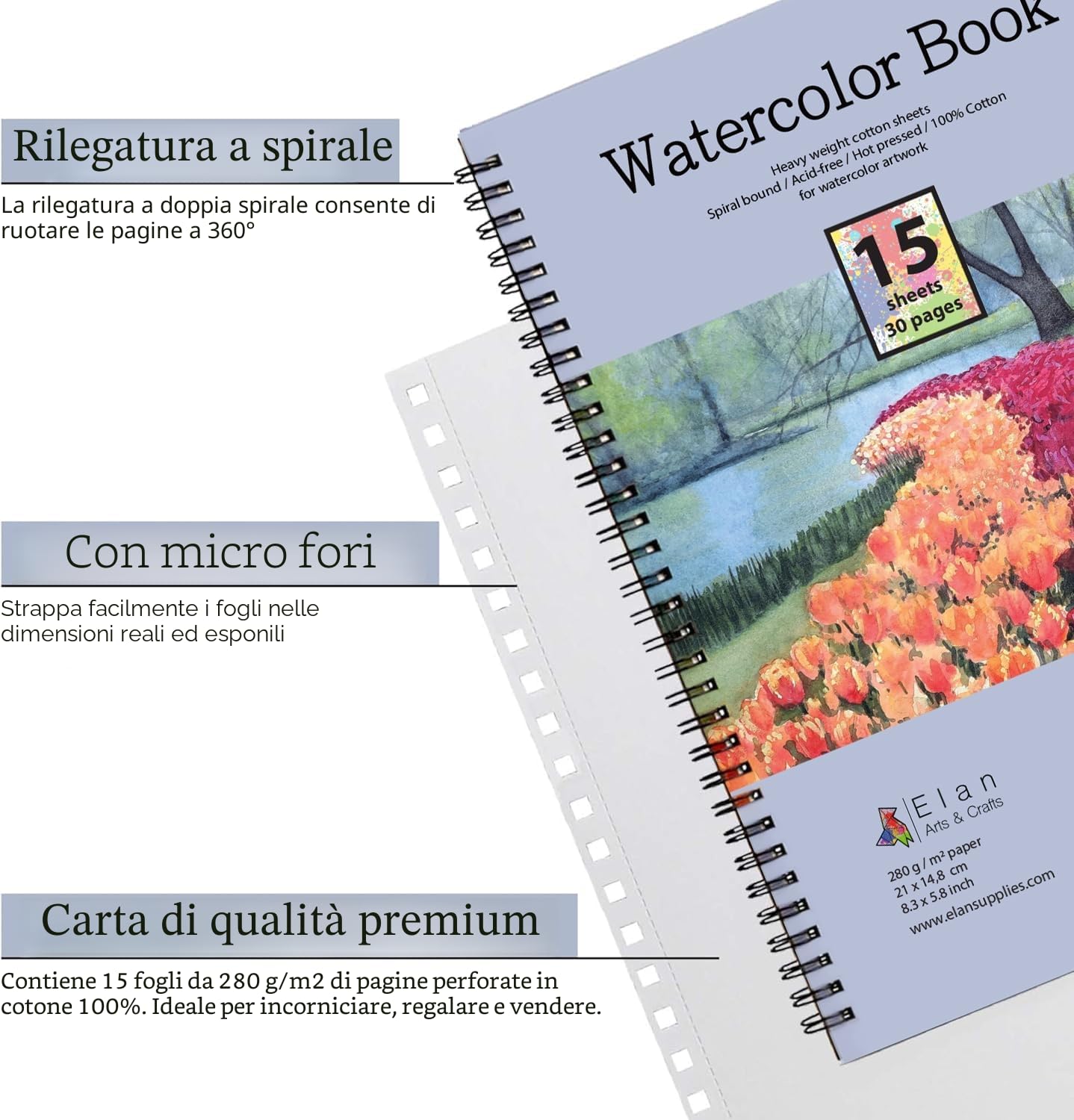 elan-blocco-acquerello-a5-15-fogli-300-gsm-100-cotone-italiano image 2